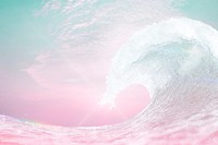 Pastel ocean wave background, pink sky psd