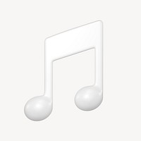 White music note 3D icon sticker psd
