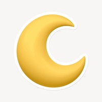 Crescent moon icon sticker with white border