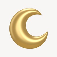 Crescent moon 3D icon sticker psd