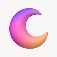 Crescent moon 3D icon sticker psd