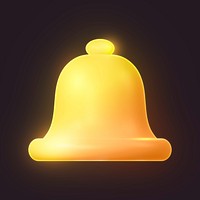 Bell, notification 3D icon sticker psd