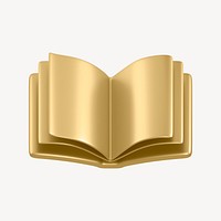 Gold book, education 3D icon sticker psd