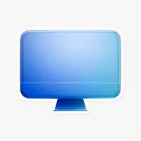 Blue computer screen icon sticker with white border