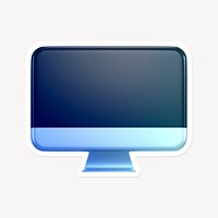 Blue computer screen icon sticker with white border
