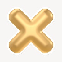 Gold X mark icon sticker with white border