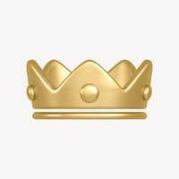 Gold crown ranking 3D icon sticker psd