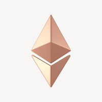Ethereum blockchain, rose gold 3D icon sticker psd
