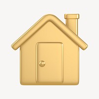 Gold house, home screen 3D icon sticker psd