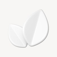White leaf, environment icon, 3D rendering illustration
