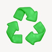 Green recycle, environment 3D icon sticker psd