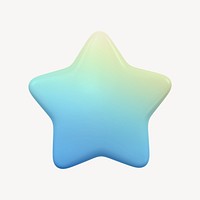 Blue star, favorite icon, 3D rendering illustration