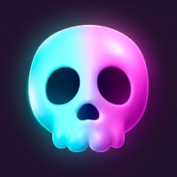 Colorful skull icon, 3D rendering illustration