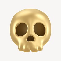 Gold skull 3D icon sticker psd