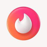 Tinder icon for social media in 3D design psd. 25 MAY 2022 - BANGKOK, THAILAND