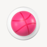 Dribbble icon for social media in 3D design psd. 25 MAY 2022 - BANGKOK, THAILAND