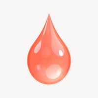 Blood drop, health 3D icon sticker psd