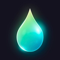 Water drop, environment 3D icon sticker psd