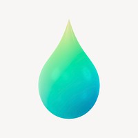 Water drop, environment 3D icon sticker psd