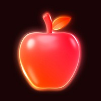 Apple icon, 3D neon glow psd