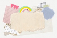 Cute paper frame background, feminine collages psd