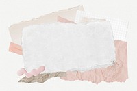 Pink ripped paper frame background psd