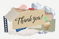 Thank you! word typography, aesthetic paper collage psd