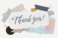 Thank you! word typography, aesthetic paper collage psd