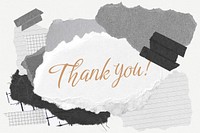 Thank you! word typography, aesthetic paper collage psd