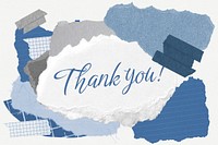 Thank you! word typography, aesthetic paper collage psd