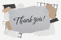 Thank you! word typography, aesthetic paper collage psd