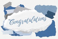 Congratulations word typography, aesthetic paper collage psd