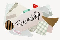 Friendship word typography, aesthetic paper collage