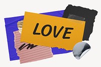 Love word typography, aesthetic paper collage