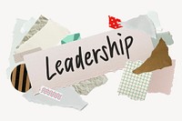 Leadership word typography, aesthetic paper collage psd