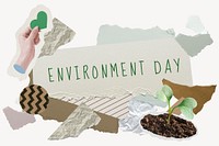 Environment Day word typography, green aesthetic paper collage