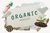 Organic produce word typography, environment aesthetic paper collage