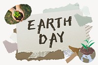 EARTH DAY word typography, environment aesthetic paper collage psd