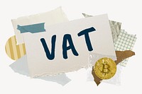 VAT word typography, finance aesthetic paper collage