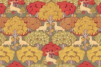 Maurice's forest pattern background, wild animal, famous artwork remixed by rawpixel vector