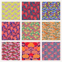 Maurice's animal pattern backgrounds set, vintage famous artwork remixed by rawpixel psd