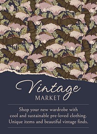 Vintage market invitation card template, aesthetic floral pattern psd, famous Maurice Pillard Verneuil artwork remixed by rawpixel