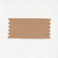 Brown ticket paper, aesthetic stationery doodle collage element psd