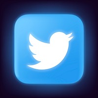 Twitter icon for social media in neon design. 13 MAY 2022 - BANGKOK, THAILAND