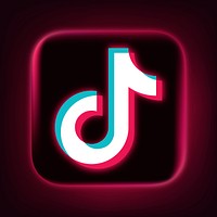 TikTok icon for social media in neon design psd. 13 MAY 2022 - BANGKOK, THAILAND