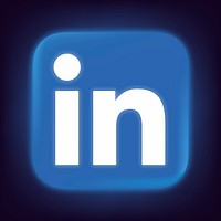 LinkedIn icon for social media in neon design. 13 MAY 2022 - BANGKOK, THAILAND