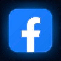 Facebook icon for social media in neon design. 13 MAY 2022 - BANGKOK, THAILAND