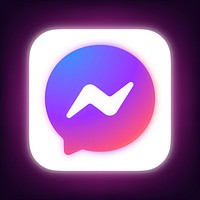 Messenger icon for social media in neon design. 13 MAY 2022 - BANGKOK, THAILAND