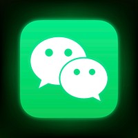 WeChat icon for social media in neon design vector. 13 MAY 2022 - BANGKOK, THAILAND