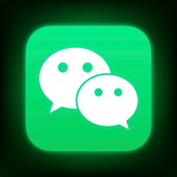 WeChat icon for social media in neon design psd. 13 MAY 2022 - BANGKOK, THAILAND